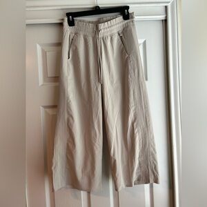 Khaki high rise wide leg cropped pants
